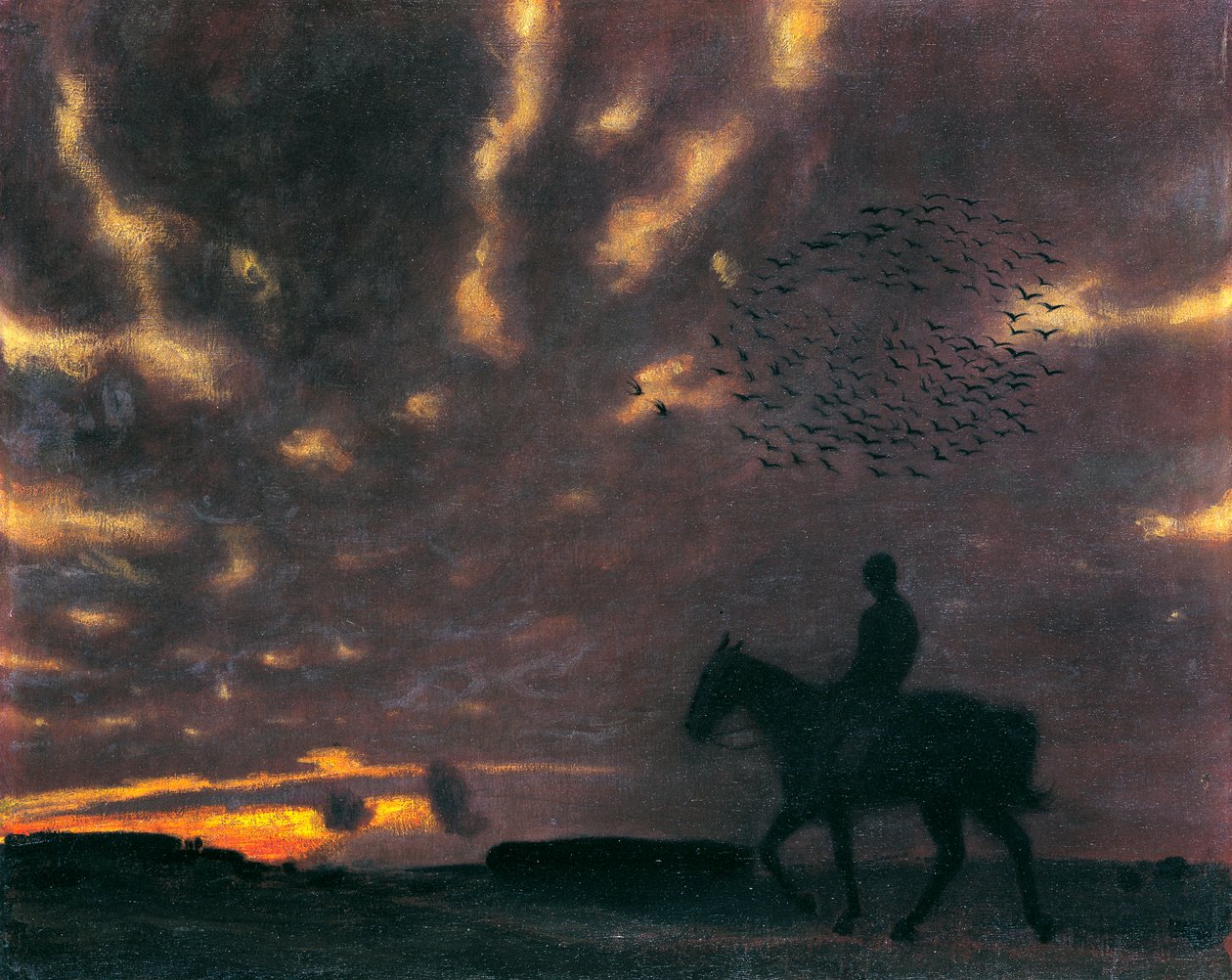 binici ile sonbahar akşamı by Franz von Stuck