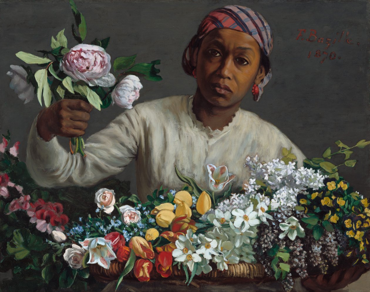 Şakayıklı Genç Kadın, 1870. by Frédéric Bazille