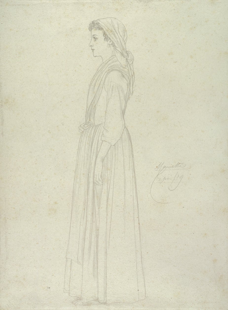 Marietta, Capri, 1859 (kağıt üzerinde grafit) by Frederic Leighton