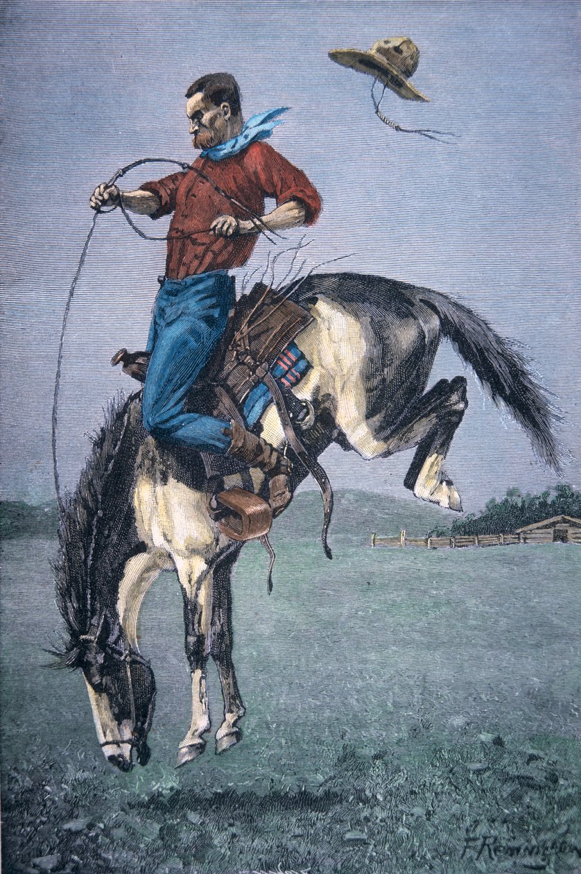 Bronco-Buster (renkli gravür) by Frederic Remington