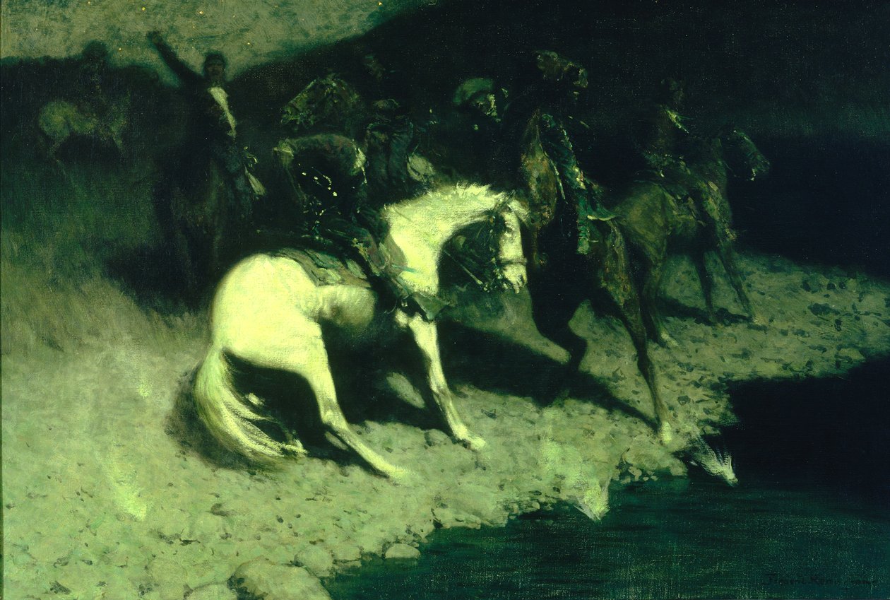 Ateşlendi, 1907. by Frederic Remington