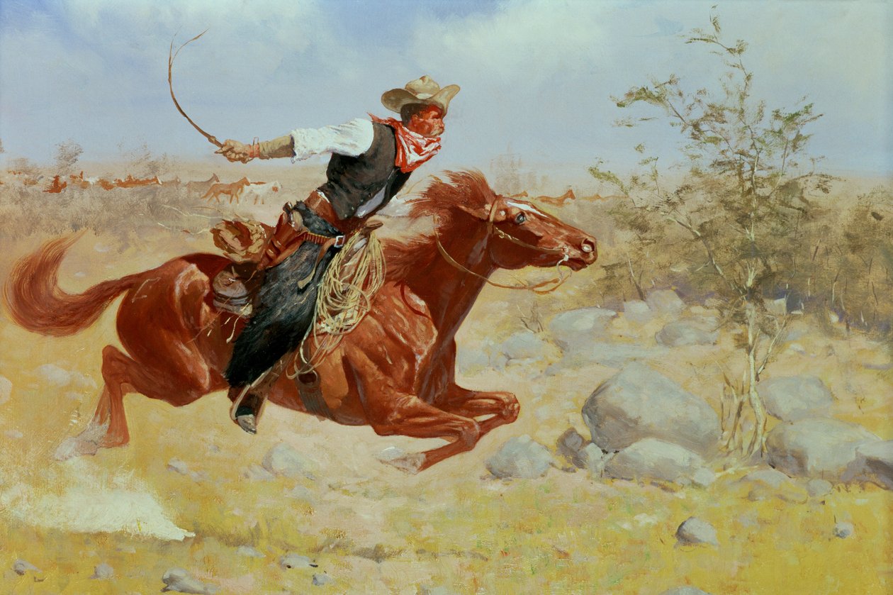 Dörtnala Atlı, 1890 dolayları by Frederic Remington