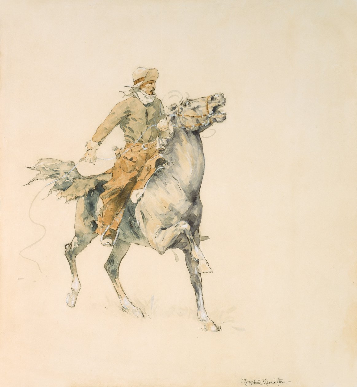 Kovboy, c.1897 (kağıt üzerinde wc) by Frederic Remington