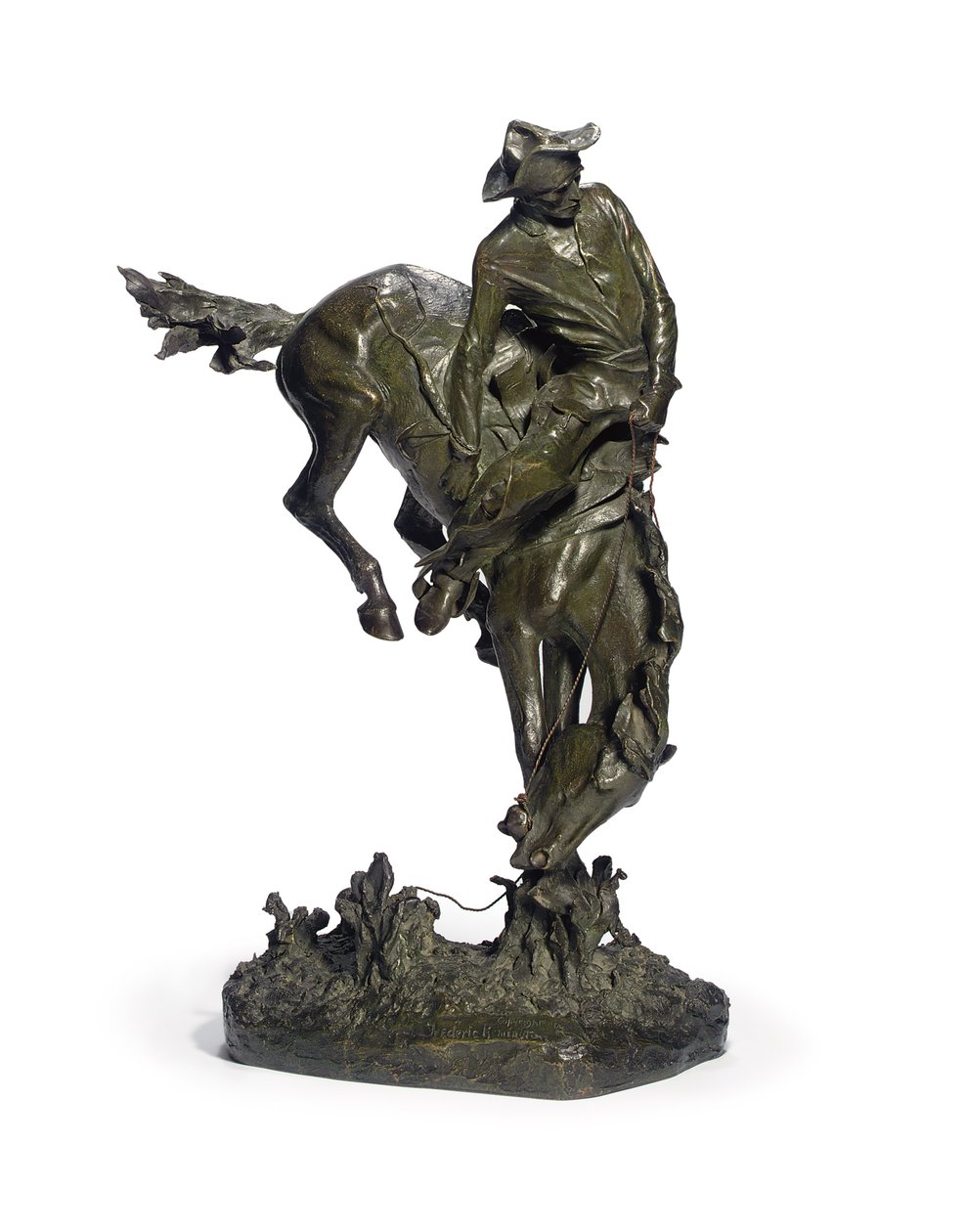 The Outlaw (kahverengi-yeşil patine ile bronz) by Frederic Remington