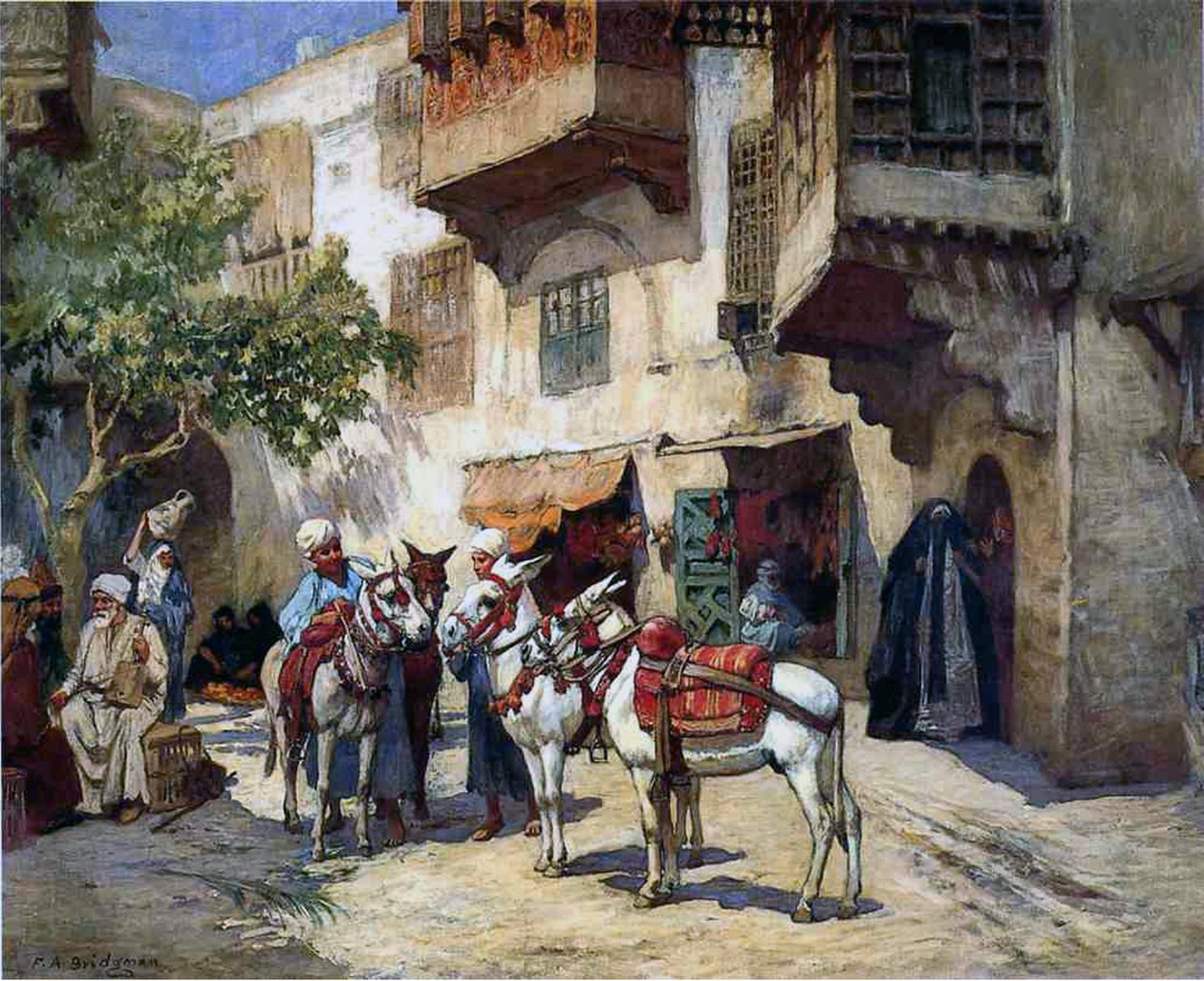 Eşeklerle Doğu Sokağı by Frederick Arthur Bridgman