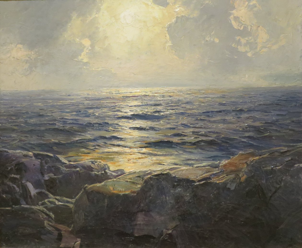 Yuvarlanan Denizlerde Ayın Doğuşu Çeyrek Ay by Frederick Judd Waugh