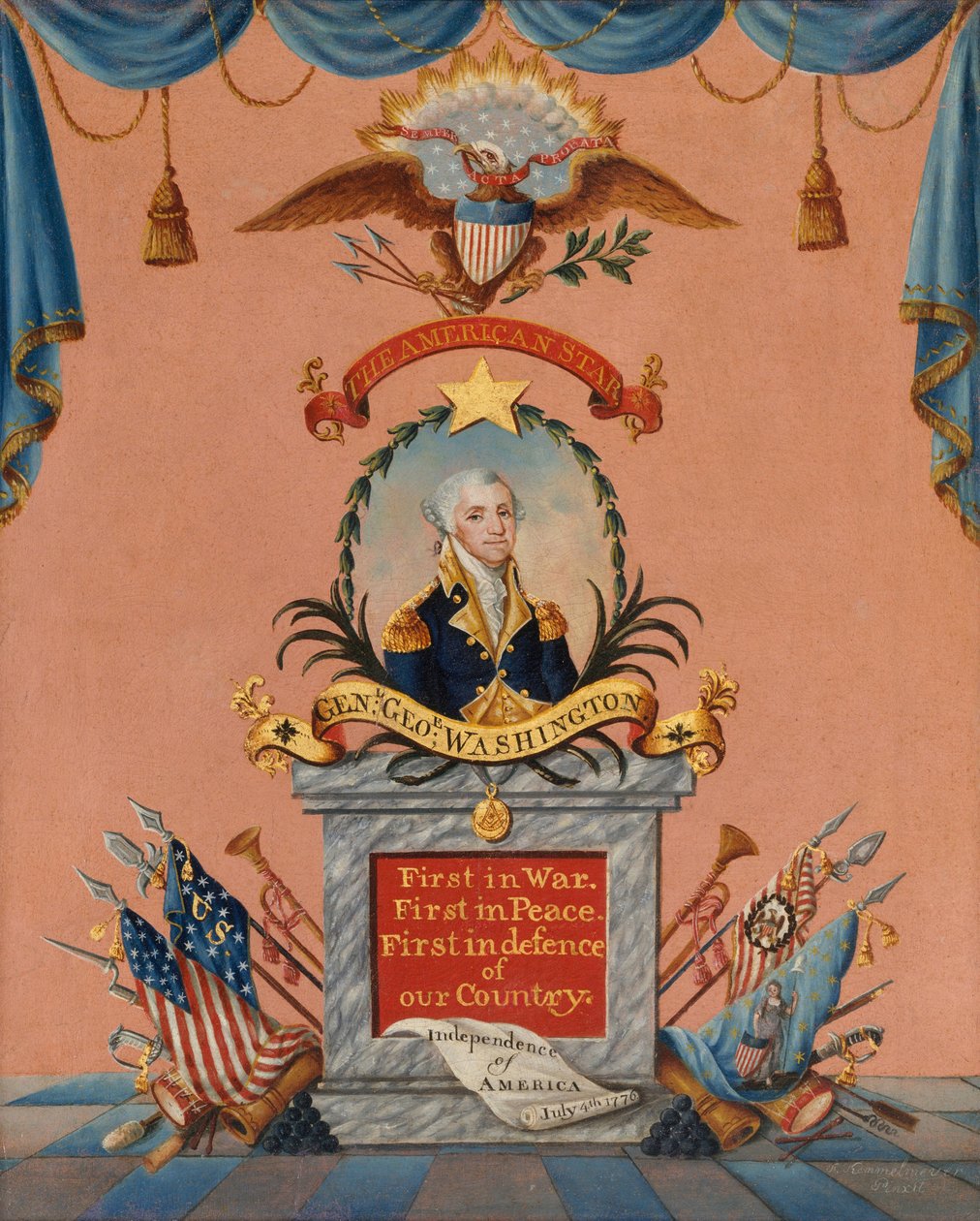 American Star (George Washington), c.1803 (kağıt üzerinde petrol ve altın varak) by Frederick Kemmelmeyer