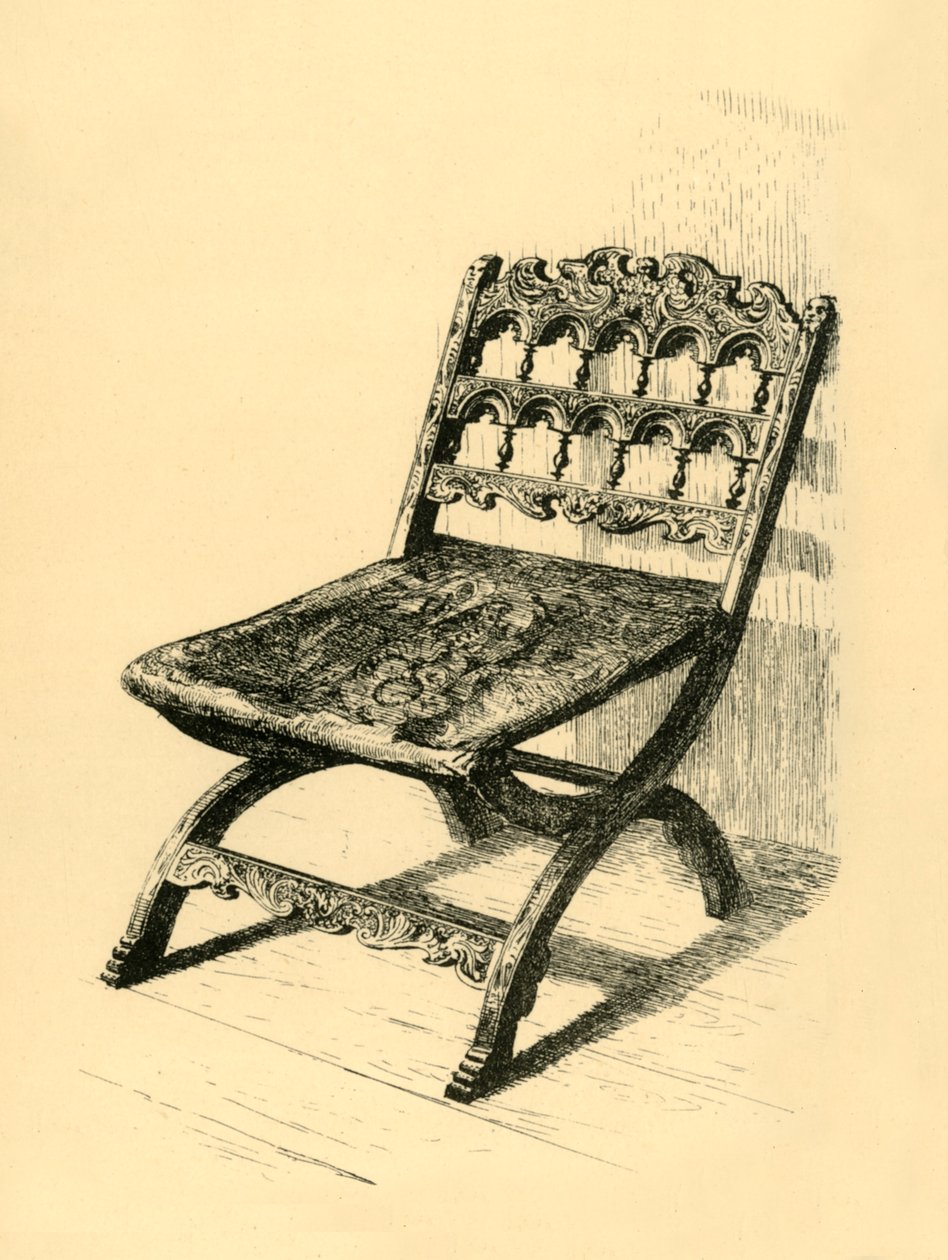 Katlanır Sandalye, Ceviz Ağacı, 16-17. yüzyıllar, 1881. by Frederick Albert Slocombe