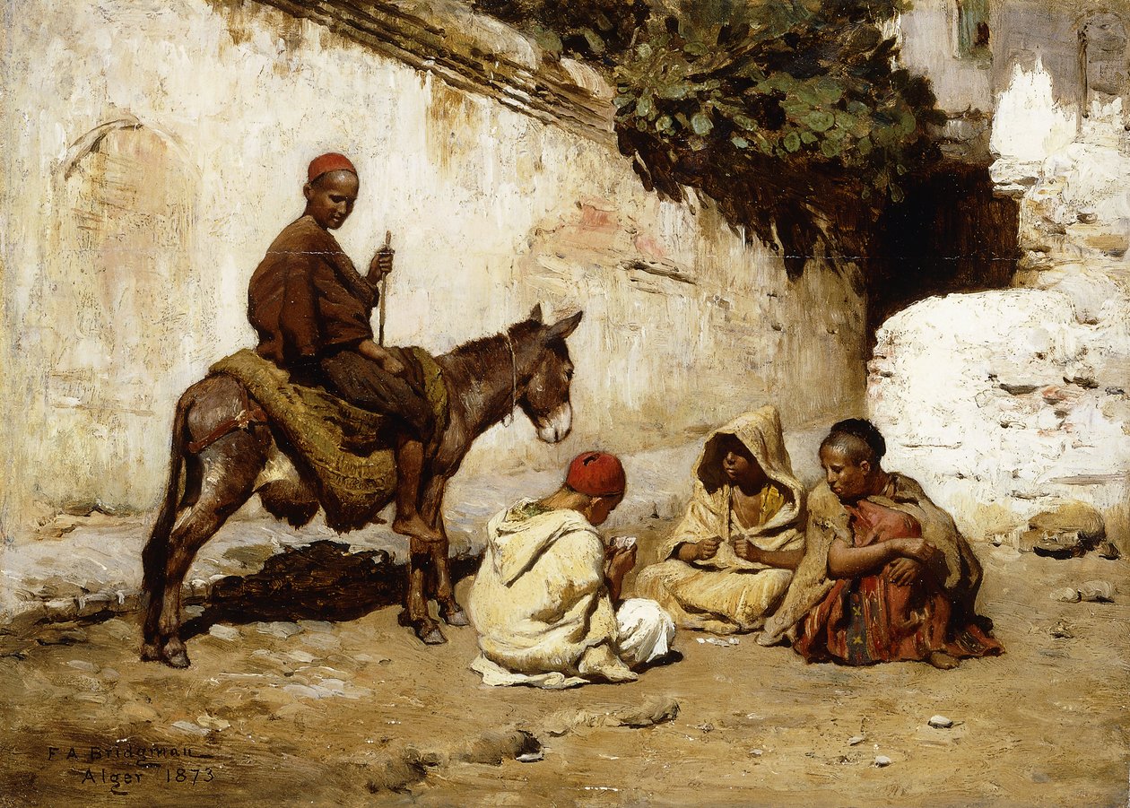 Arap Çocukları Kağıt Oynarken, 1873 by Frederick Arthur Bridgman