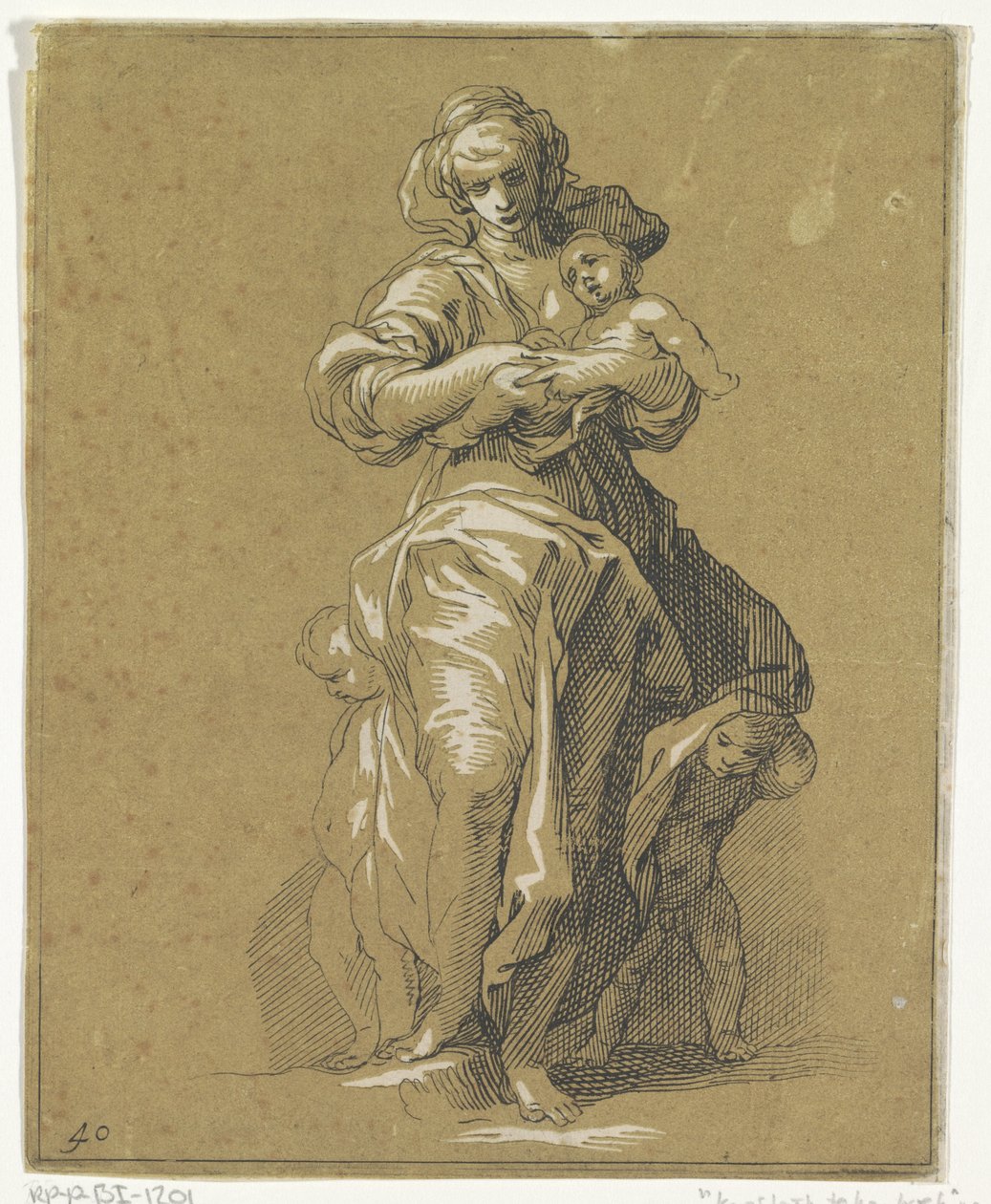 Üç çocuklu Caritas by Frederick Bloemaert