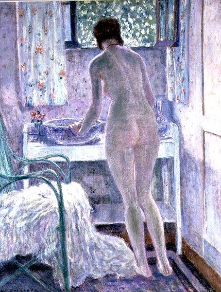 Sabah Tuvaleti (tuval üzerine yağlı boya) by Frederick Carl Frieseke