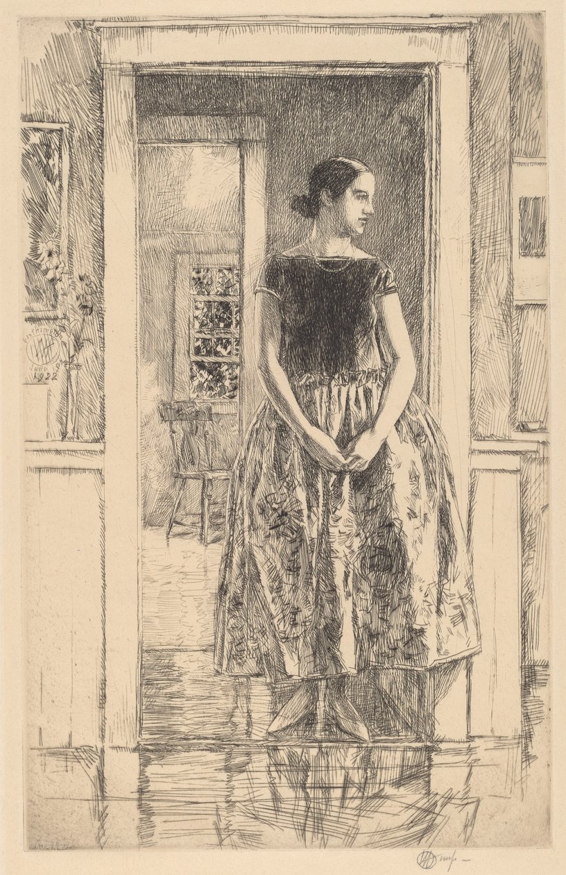 Modern Elbiseli Kız, 1922. by Frederick Childe Hassam