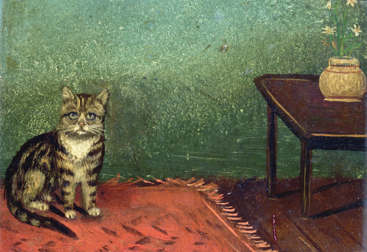 Kedi matın üstüne oturdu by Frederick French