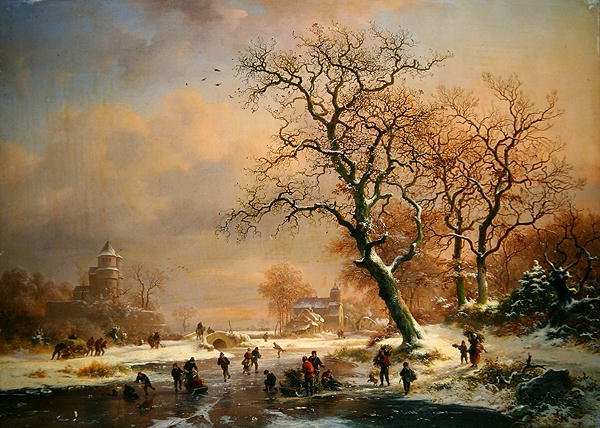 Patenciler ile donmuş kış manzarası by Frederick Marianus Kruseman