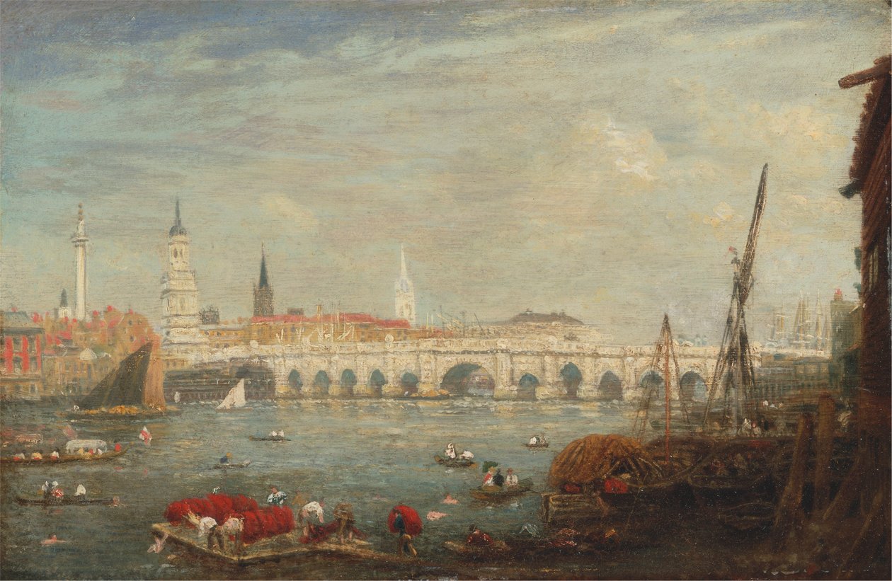 Anıt ve Londra Köprüsü by Frederick Nash