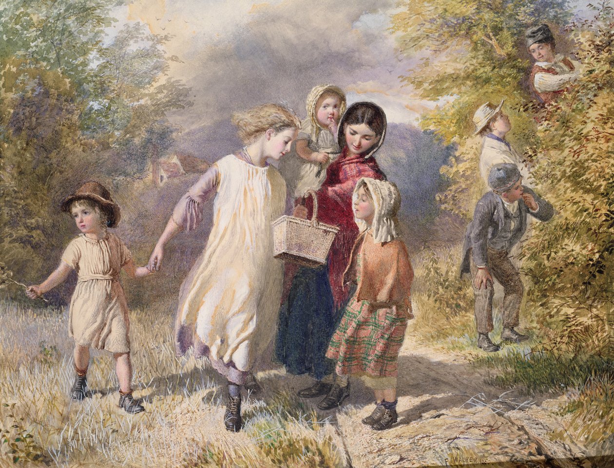 Blackberrying, 1860 (kağıt üzerinde wc) by Frederick Walker