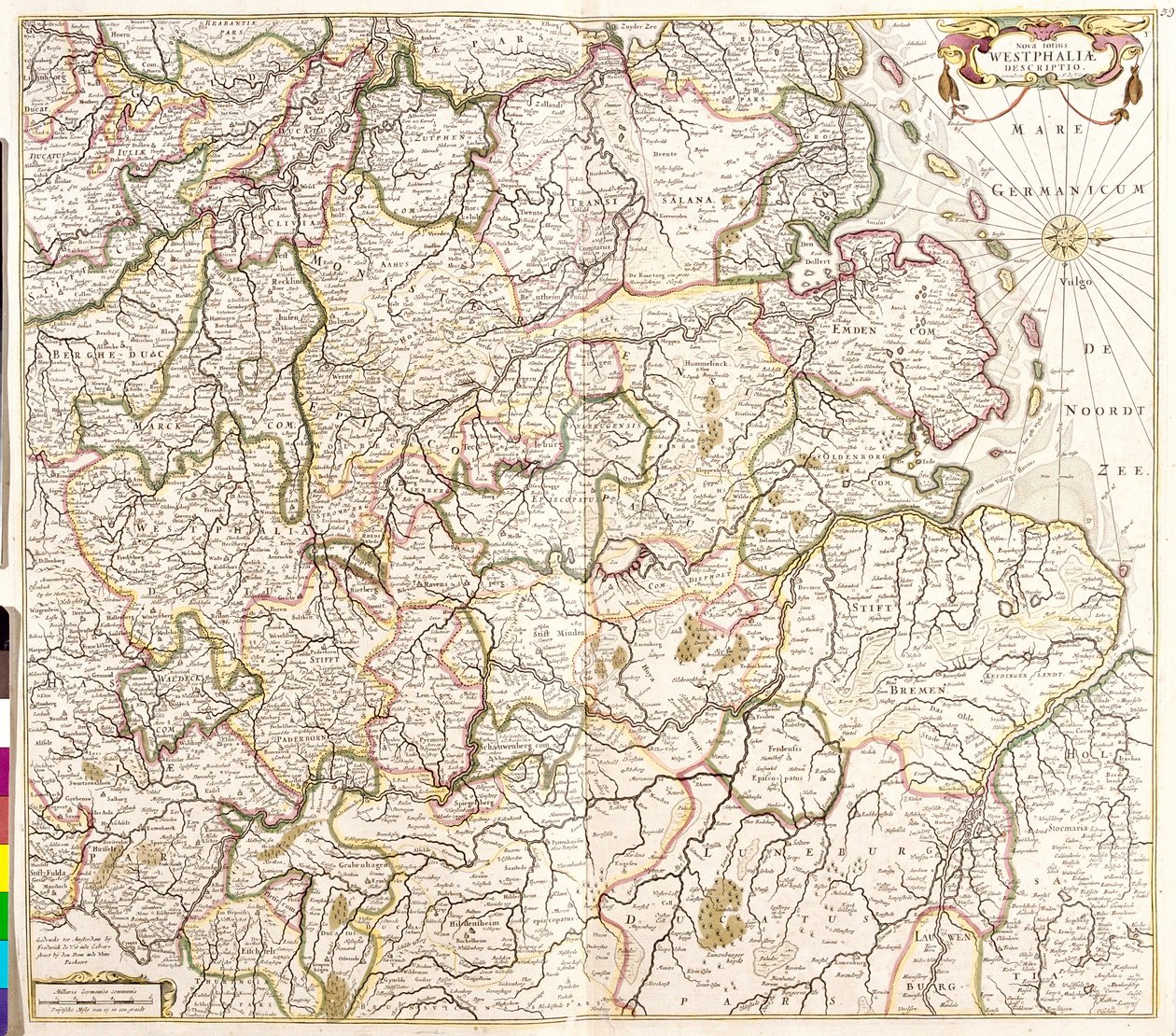 Westphalia Haritası (Almanya) (gravür by Frederick de Wit