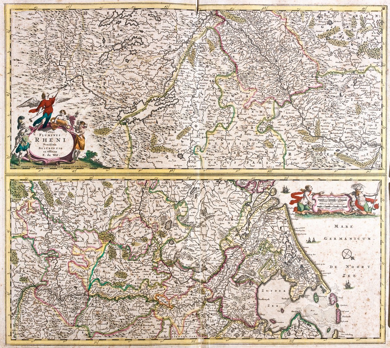 Rhenanie Haritası (Almanya) (gravür by Frederick de Wit