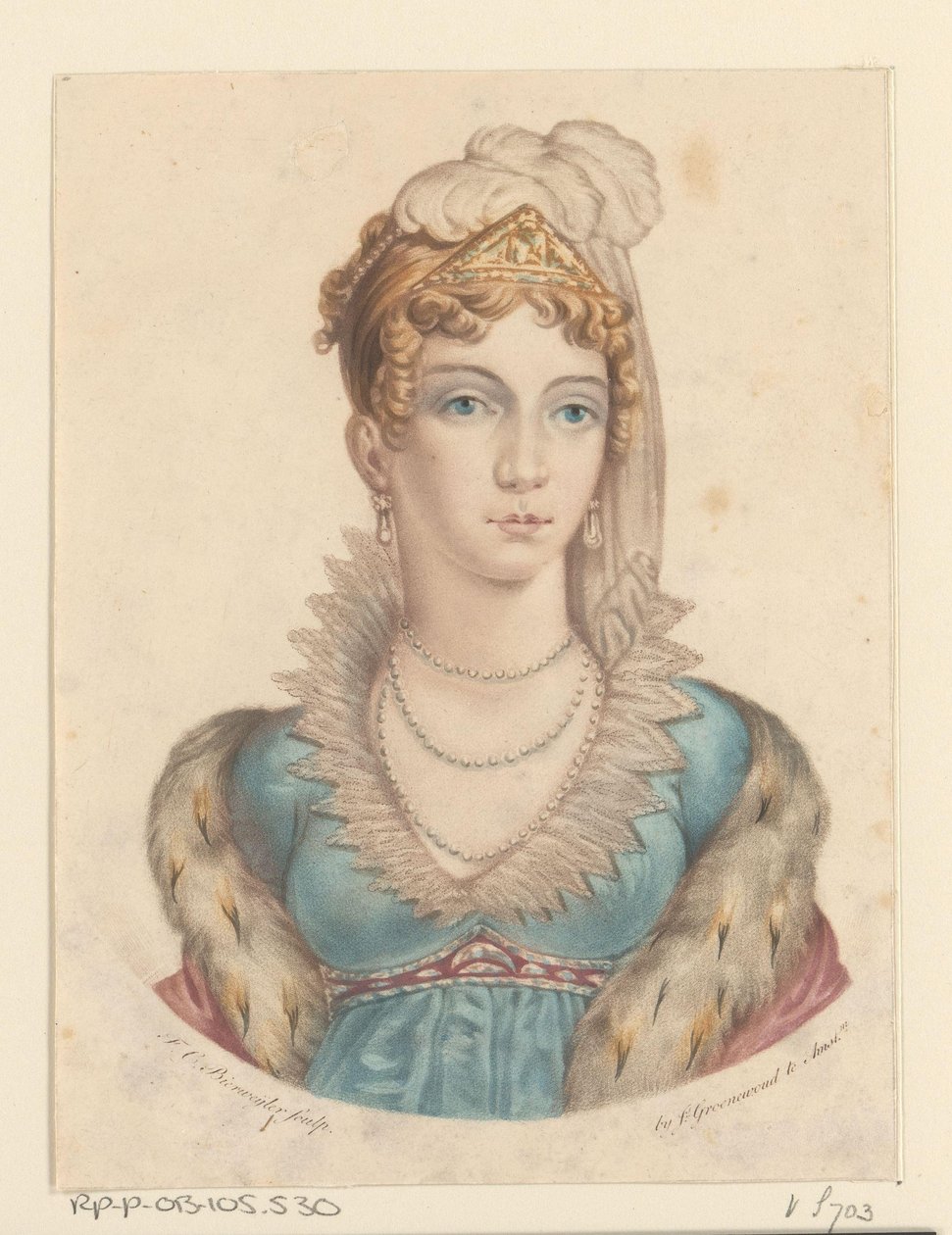 Portret van Anna Paulowna Romanowa by Frederik Christiaan Bierweiler