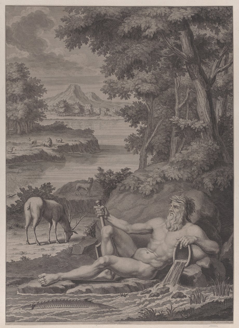 Bir manzarada nehir tanrısı, 1725. by Frederik Ottens