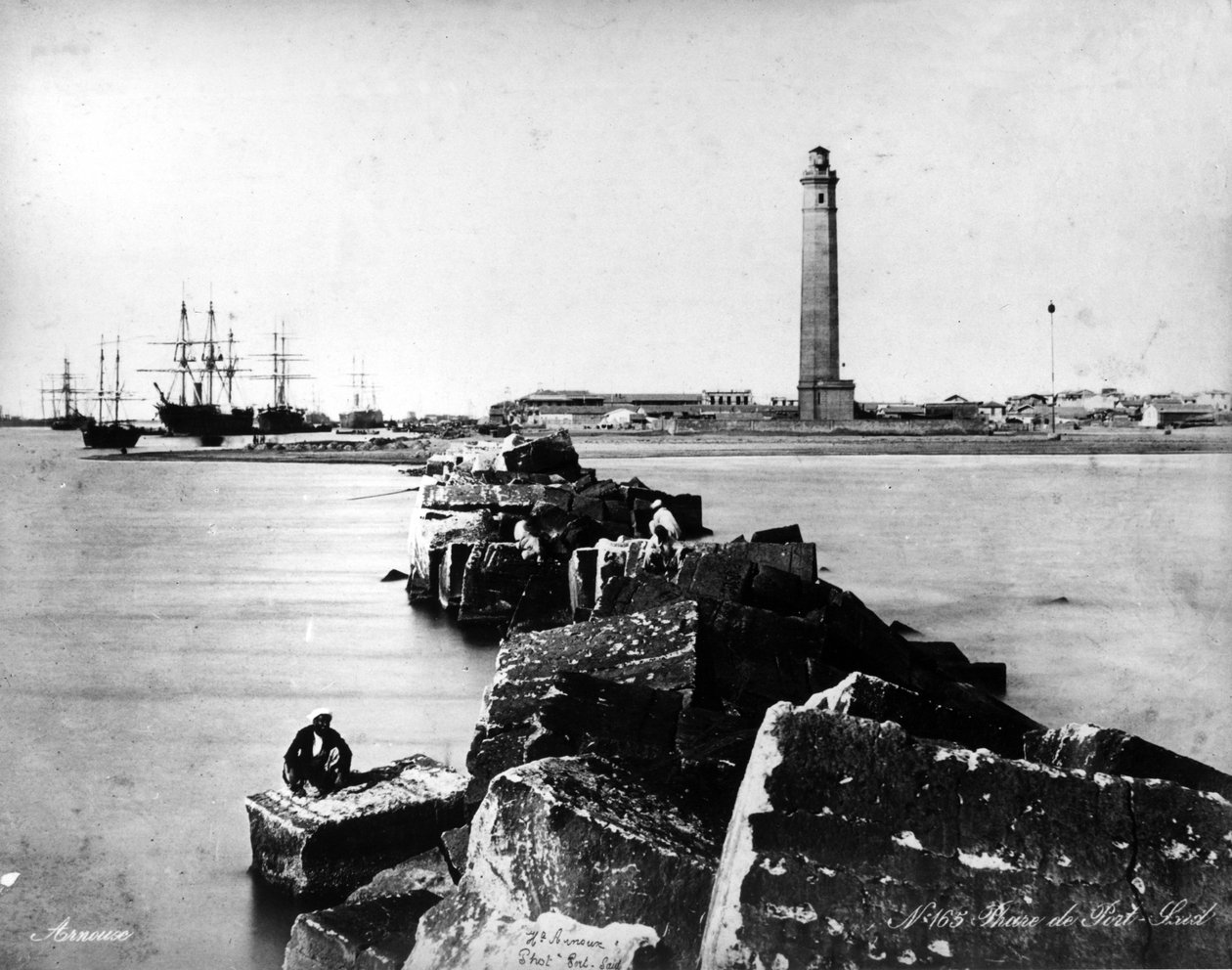 Port Said Deniz Feneri, 1875 dolayları by French Photographer