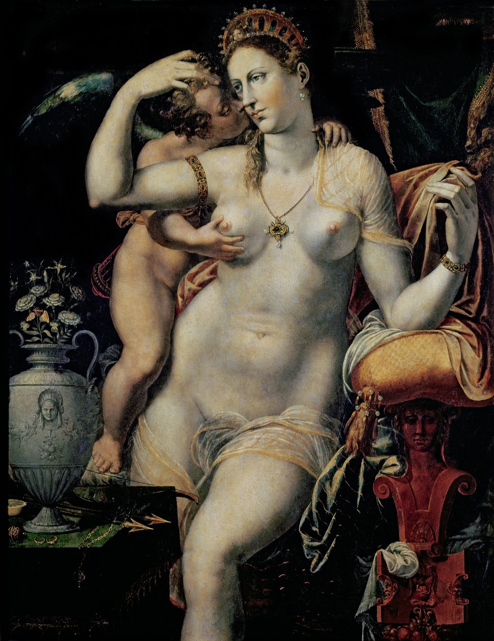 Cupid Okşayan Venüs by French School