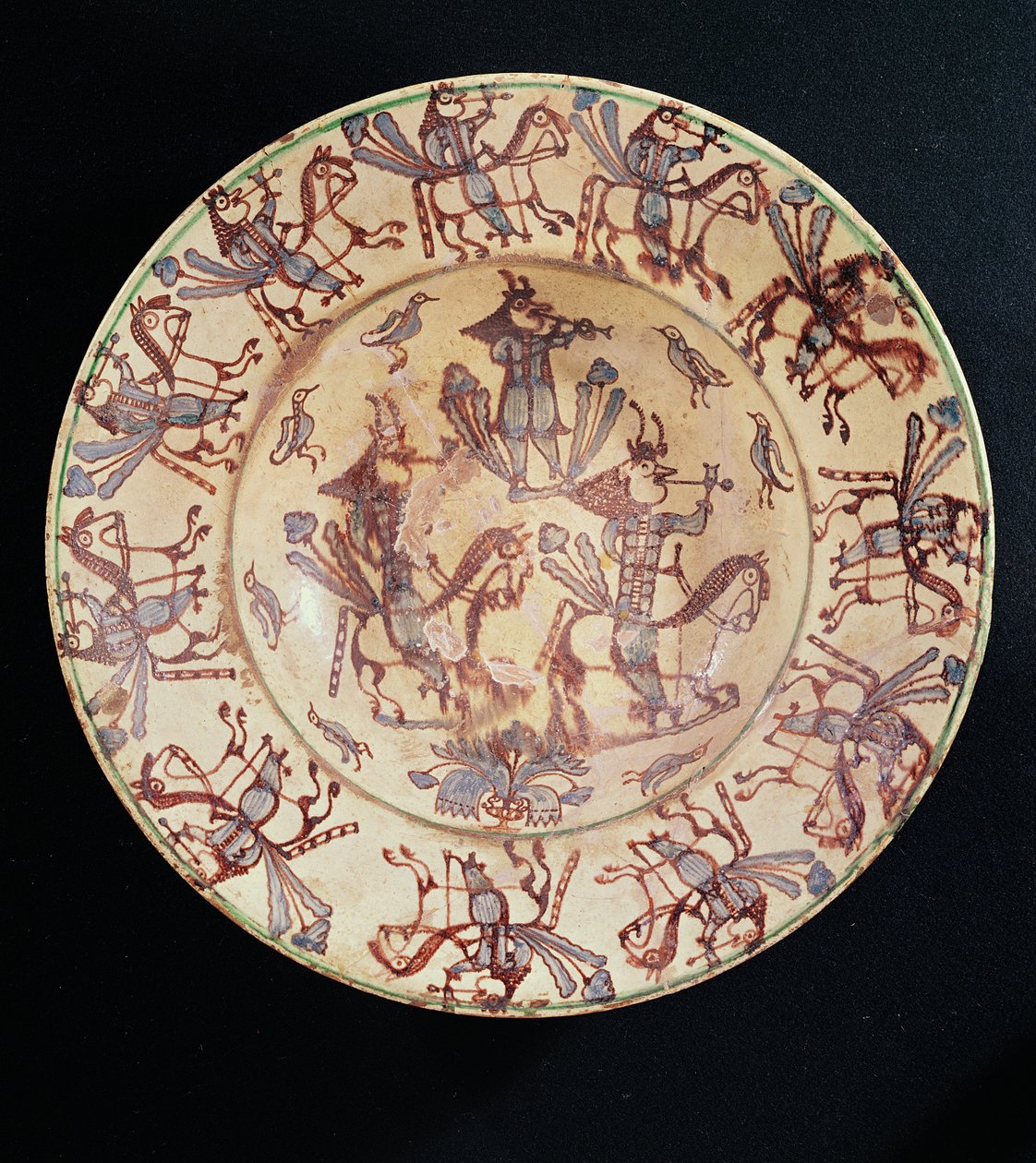 Atlıların pipo içtiği yemek, Giroussens Atölyesi (seramik) by French School
