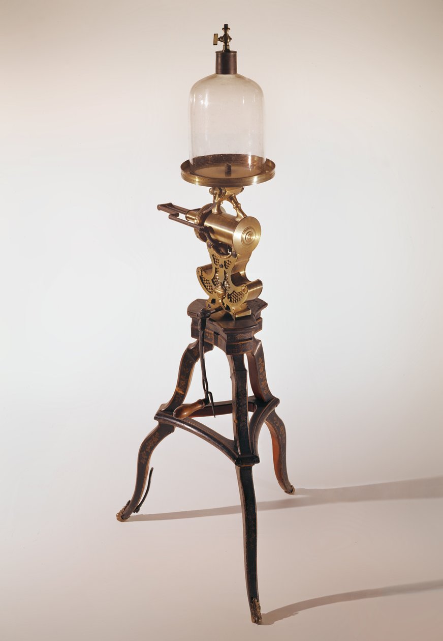 Edme Mariotte (1620-84) tarafından kullanılan makine (ahşap, metal ve cam) by French School