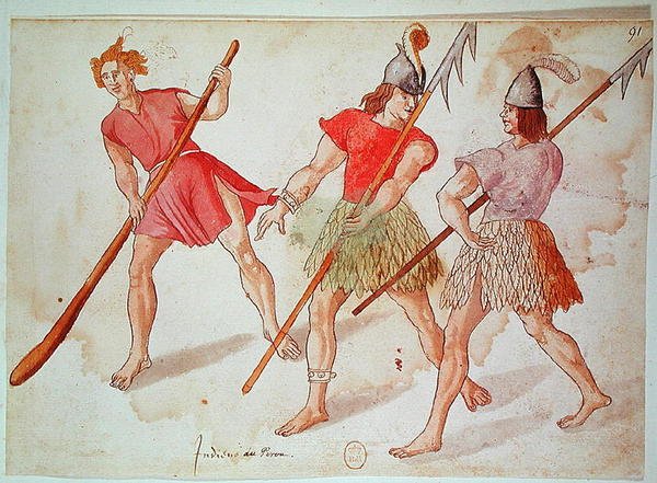 Peru Kızılderilileri, 1572 (kağıt üzerinde kalem & mürekkep ve wc) by French School