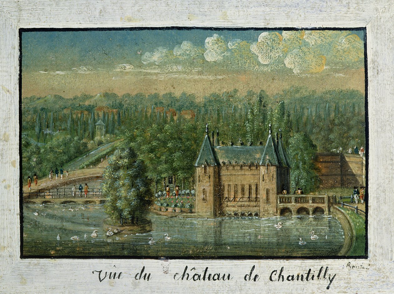 Chateau de Chantilly (kağıt üzerinde yağlı boya) by French School