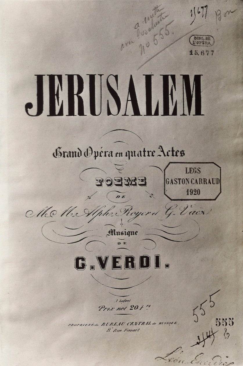 Kudüs operasının başlık sayfası, c.1847 by French School