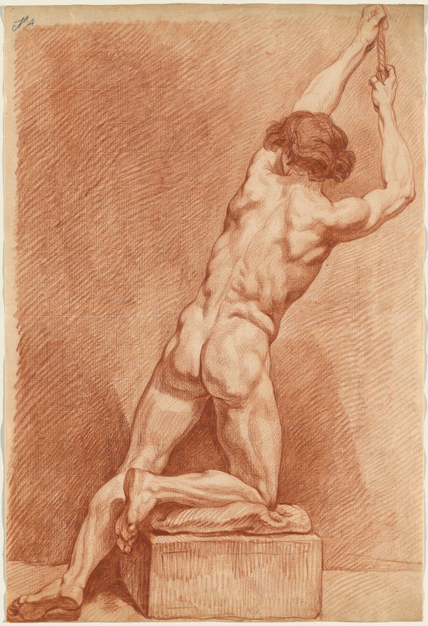 Arkadan Görülen Çıplak Erkek by French 18th Century