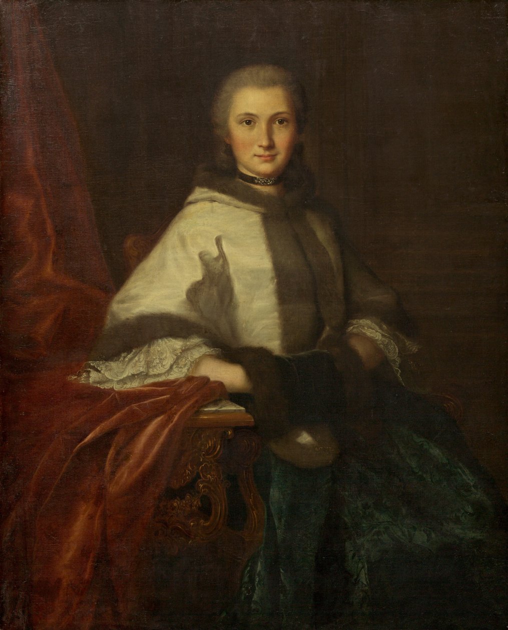 manşonlu genç kadın by French 18th Century