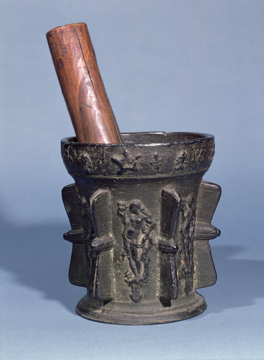 Eczacı Harcı ve Pestle (metal ve ahşap) by French School