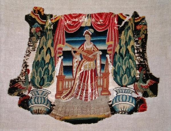Sandalye koltuğu, c.1690 (tuval üzerine nakış) by French School