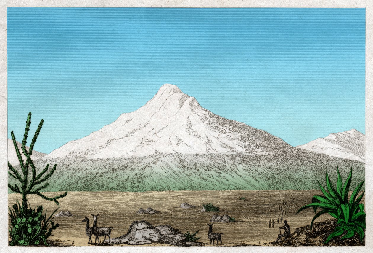 Chimborazo yanardağı. (gravür, yaklaşık 1840) by French School