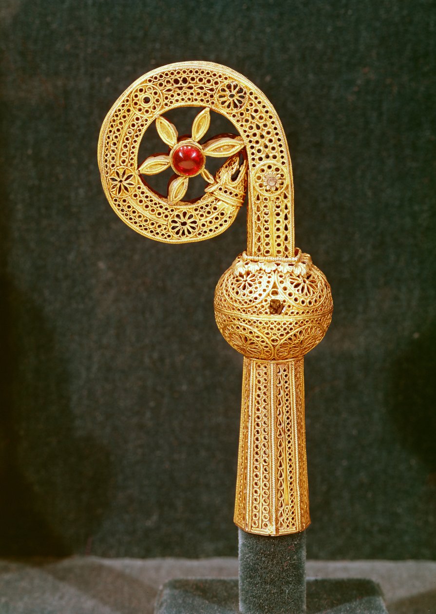 Crozier of St. Robert, c.1100 (altın gümüş) by French School