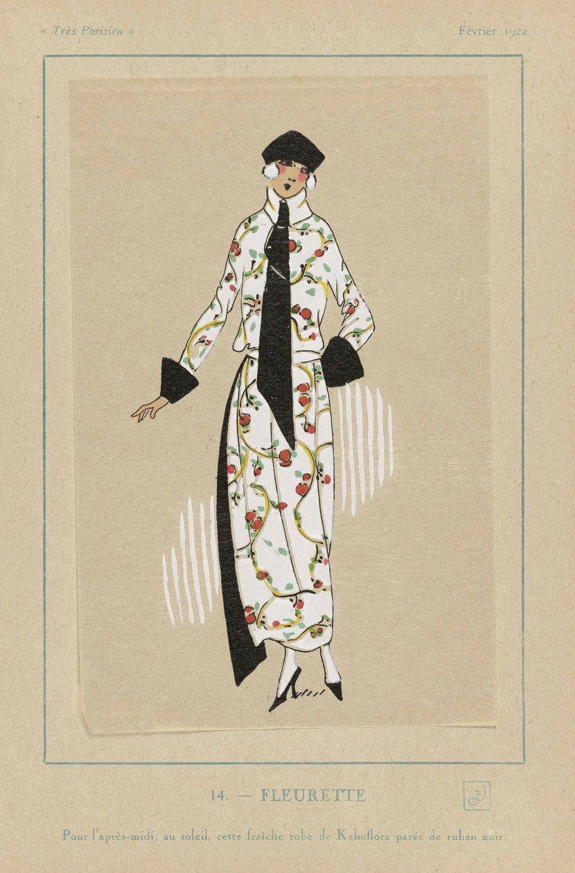 Fleurette, bar. 1922 şablon baskı. by French School