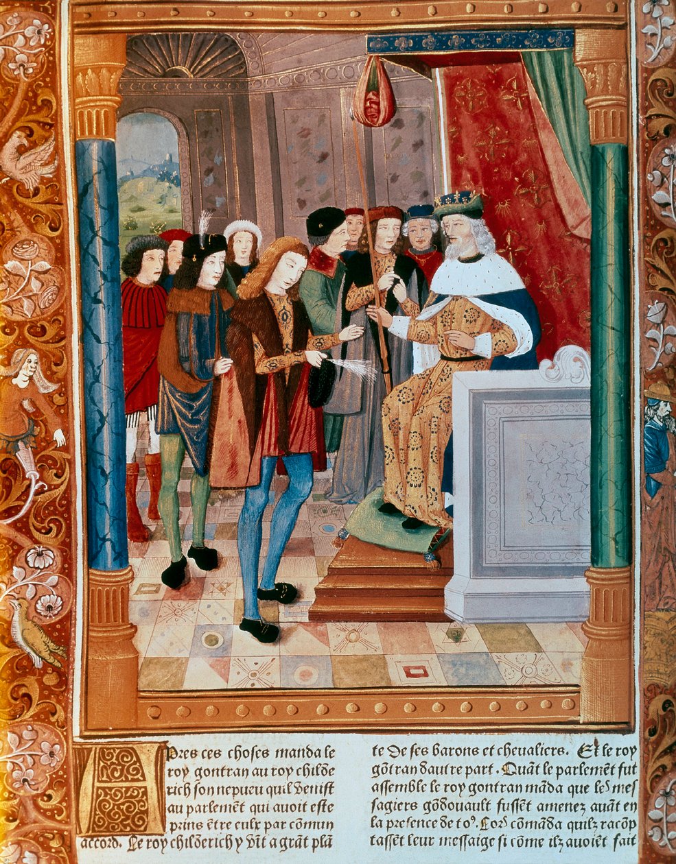 Kral Gontran I. Işıklı el yazması. 15. yüzyıl. by French School