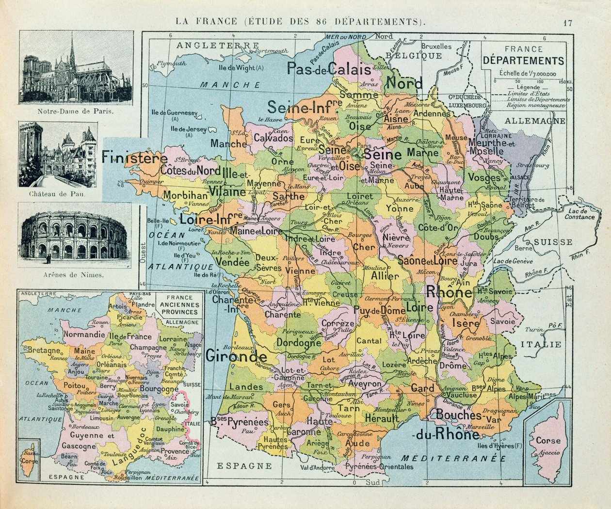Fransa Haritası, c. 1914 by French School