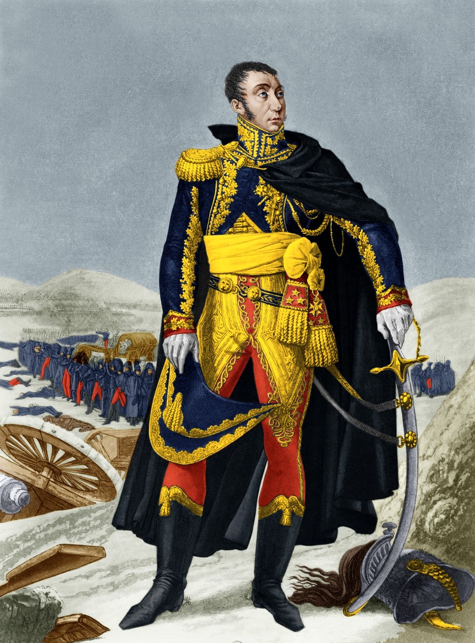 Marechal de Grouchy (renkli gravür) by French School