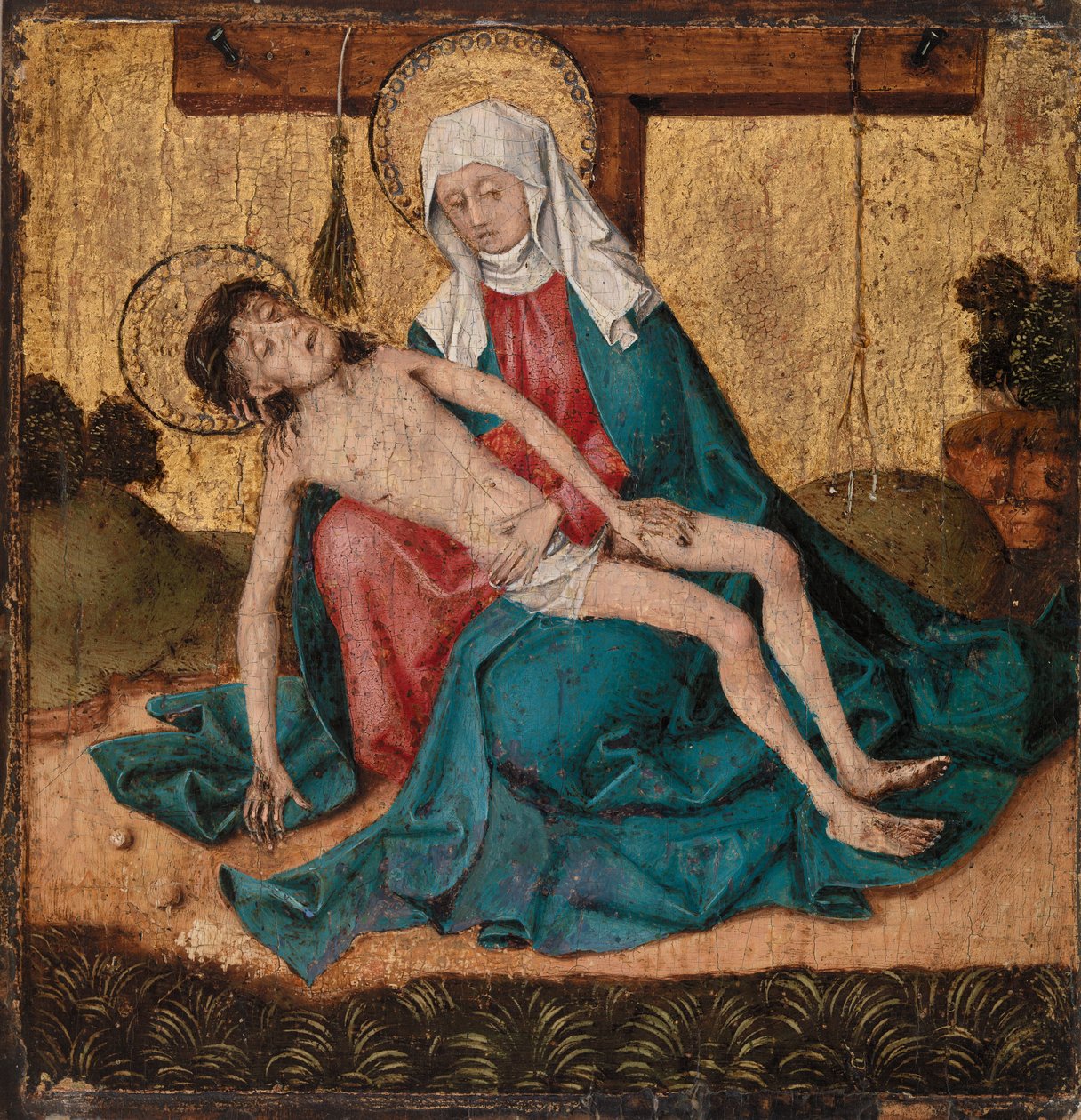 Pieta (panelde tempera ve altın varak) by French School