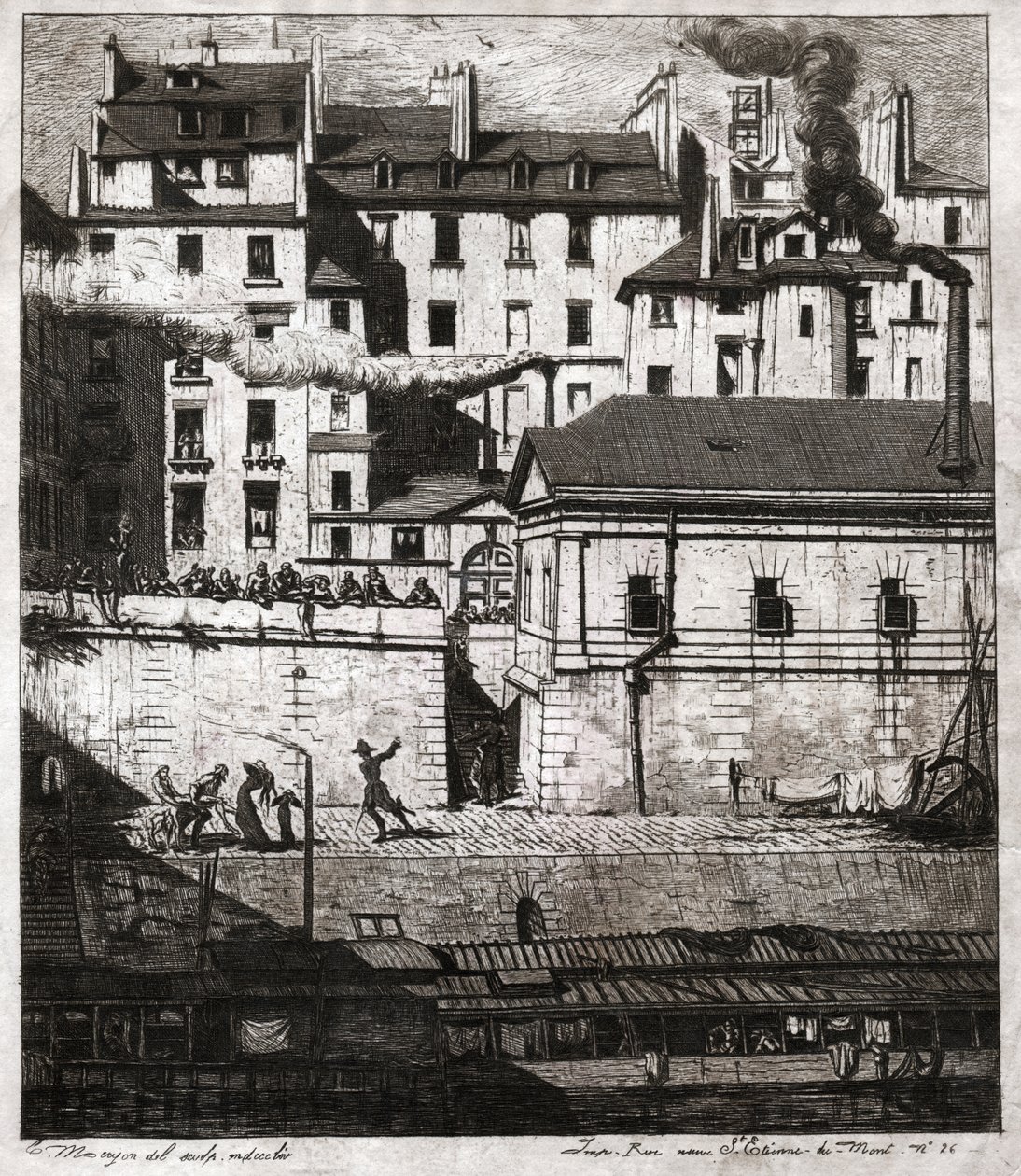 Paris'te polis. (gravür, yaklaşık 1860) by French School