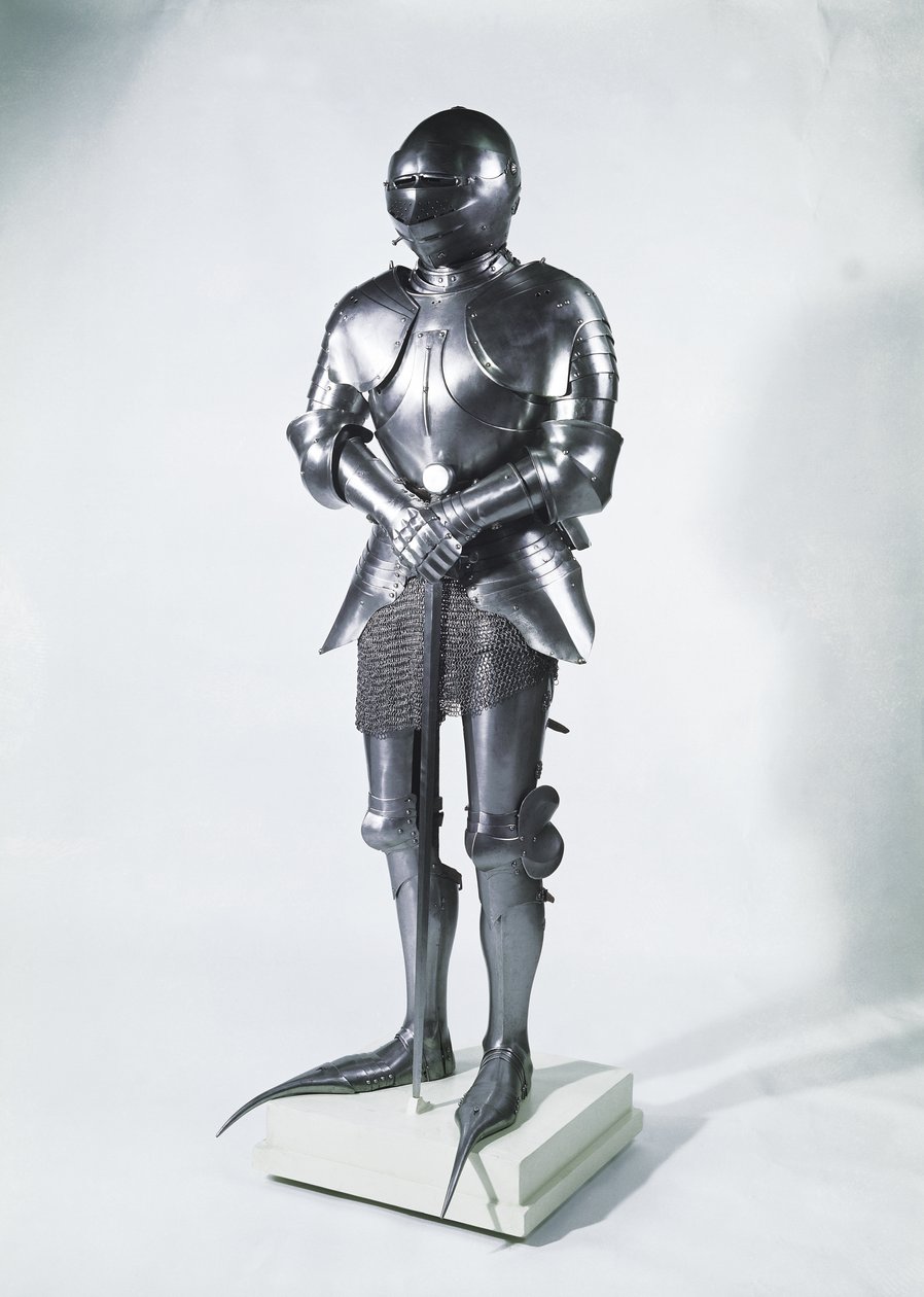 Poulaines ile zırh takımı, c.1480 (metal) by French School