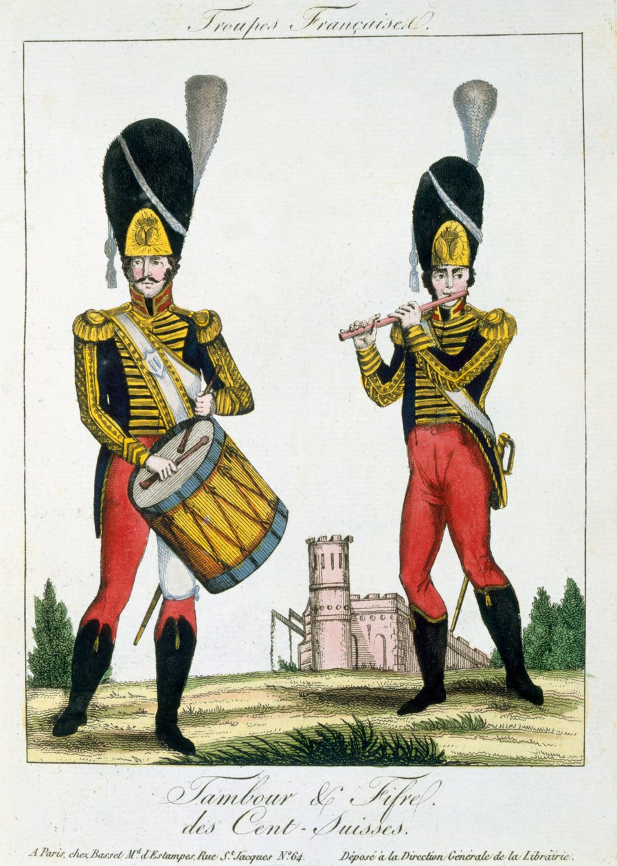 İsviçreli Muhafız, Tambur ve Fife Oyuncular, c.1790 by French School
