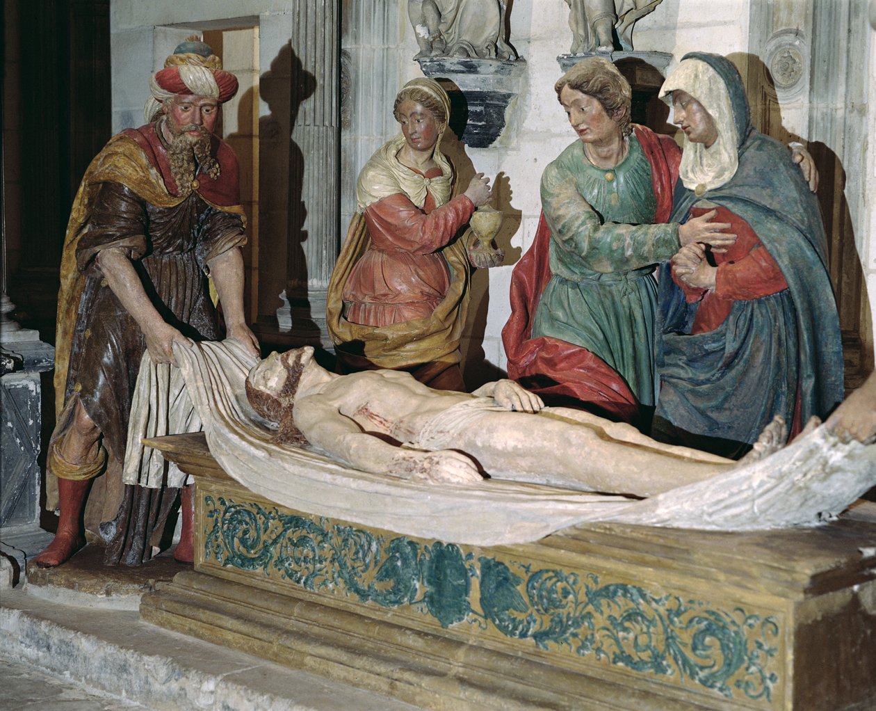 Entombment (çok renkli ahşap) by French School