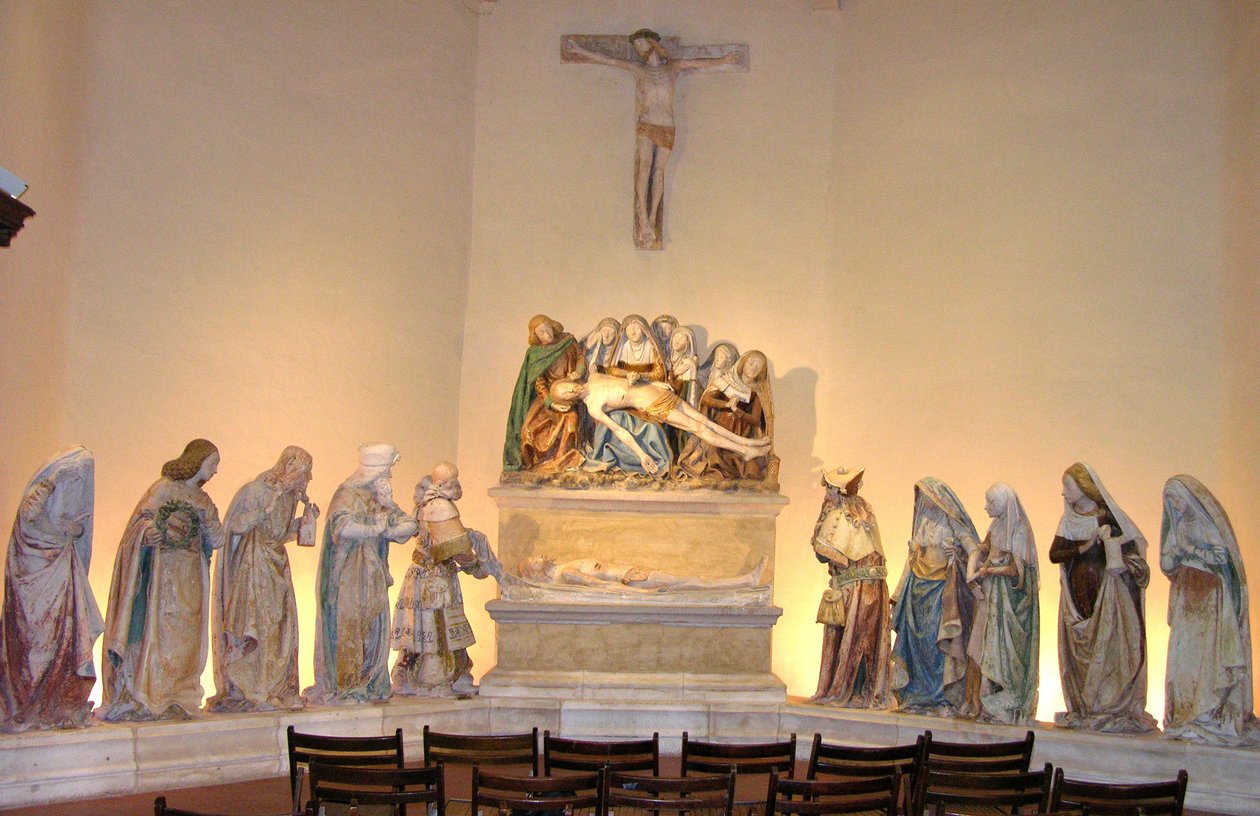 Entombment, 1490 (boyalı taş) by French School