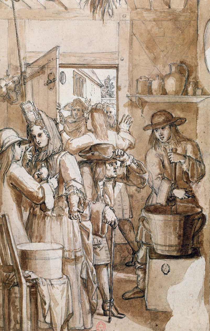 Theriac Seller (kağıt üzerinde wc) by French School