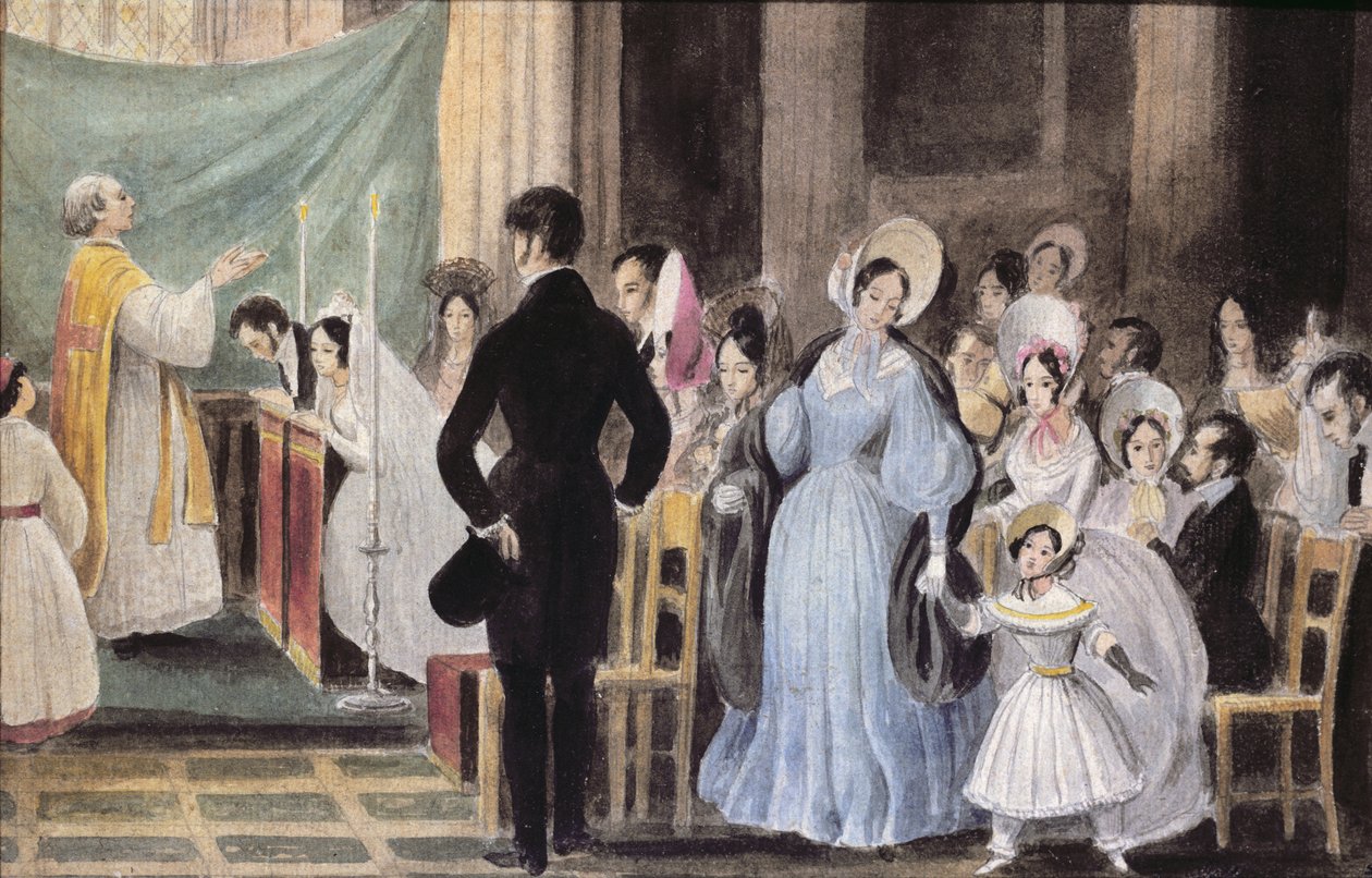 Düğün Töreni, c.1830 (kağıt üzerinde wc) by French School