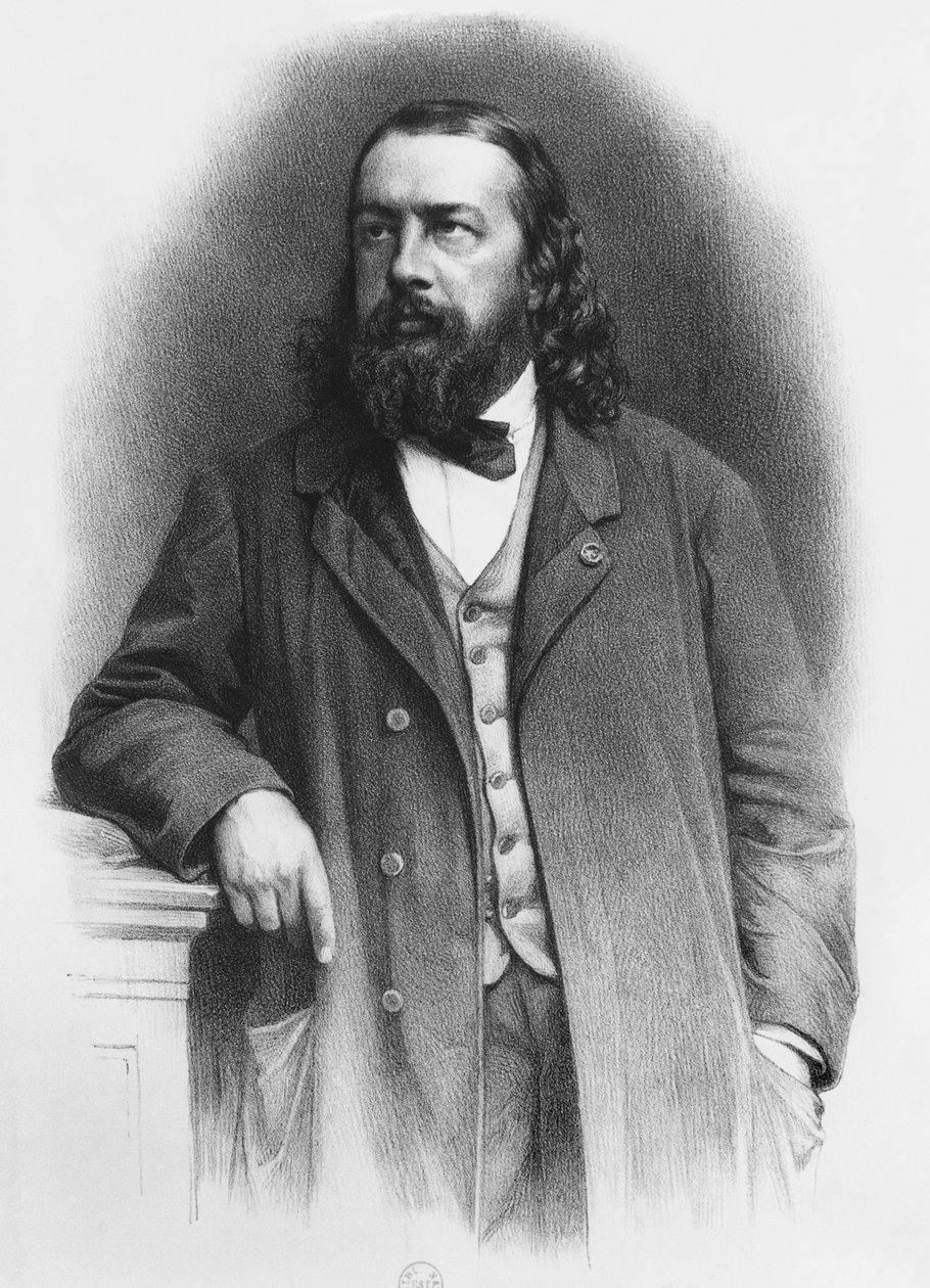 A. Lemoine tarafından kazınmış Theophile Gautier by French School